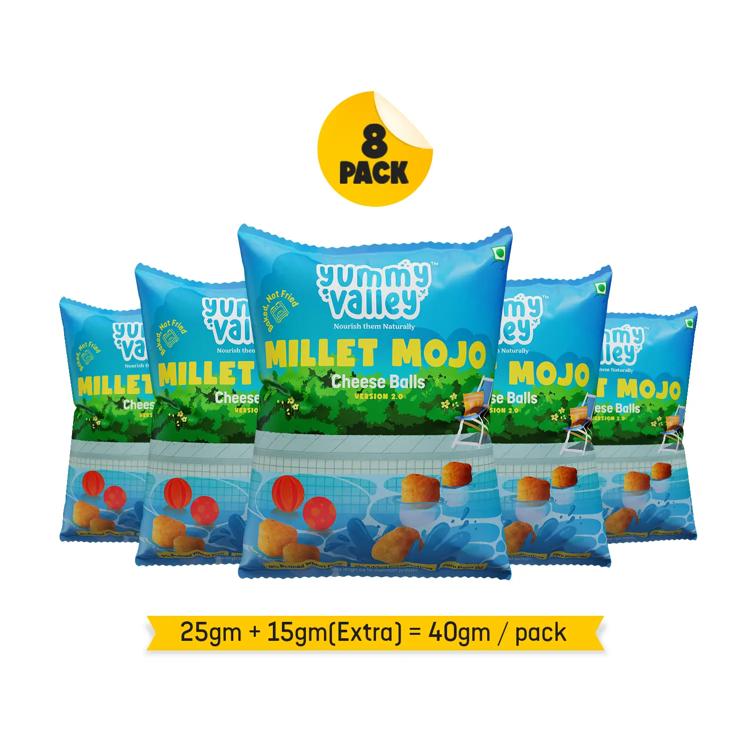 Millet Mojo Cheese Balls (Pack of 8)