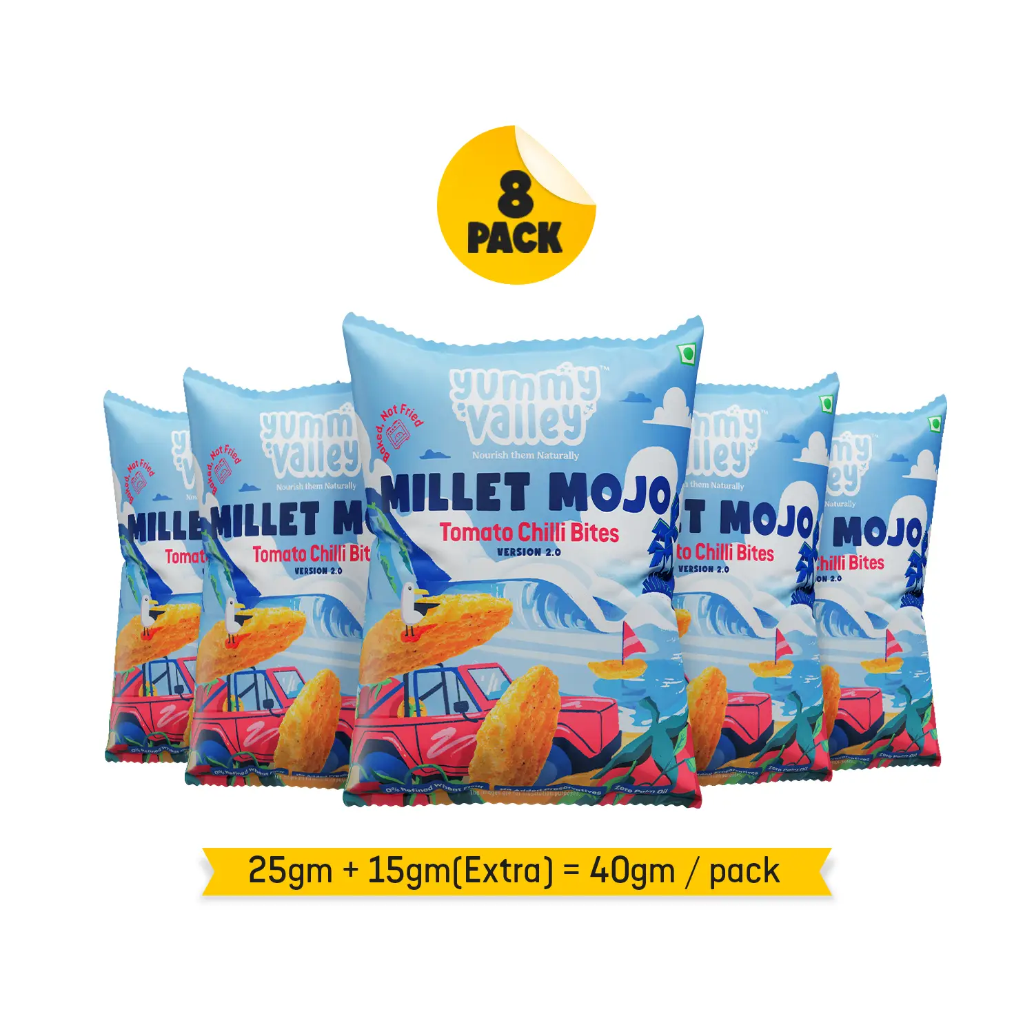 Millet Mojo Tomato Chilli Bites (Pack of 8)