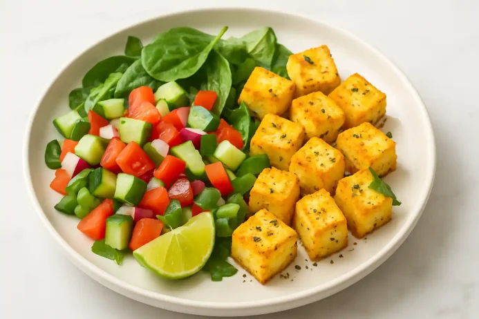 Sautéed Paneer with Veggie Salad